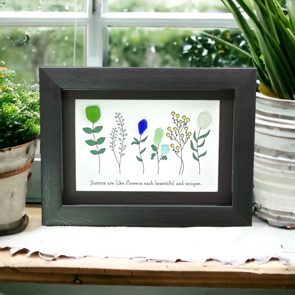 Sea Glass Art Sister Best Friend Present| Friendship Seaglass Wildflower Gift - Picture 3 of 8